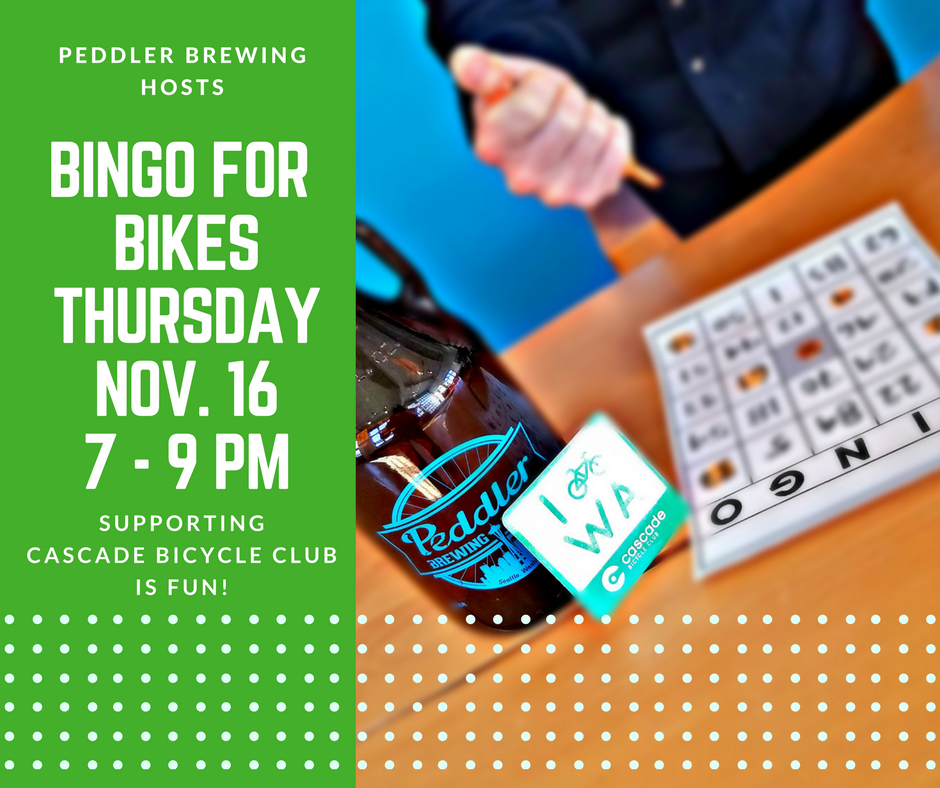 Bingo for Bikes at Peddler Brewing Co. Logo with bingo and bikes