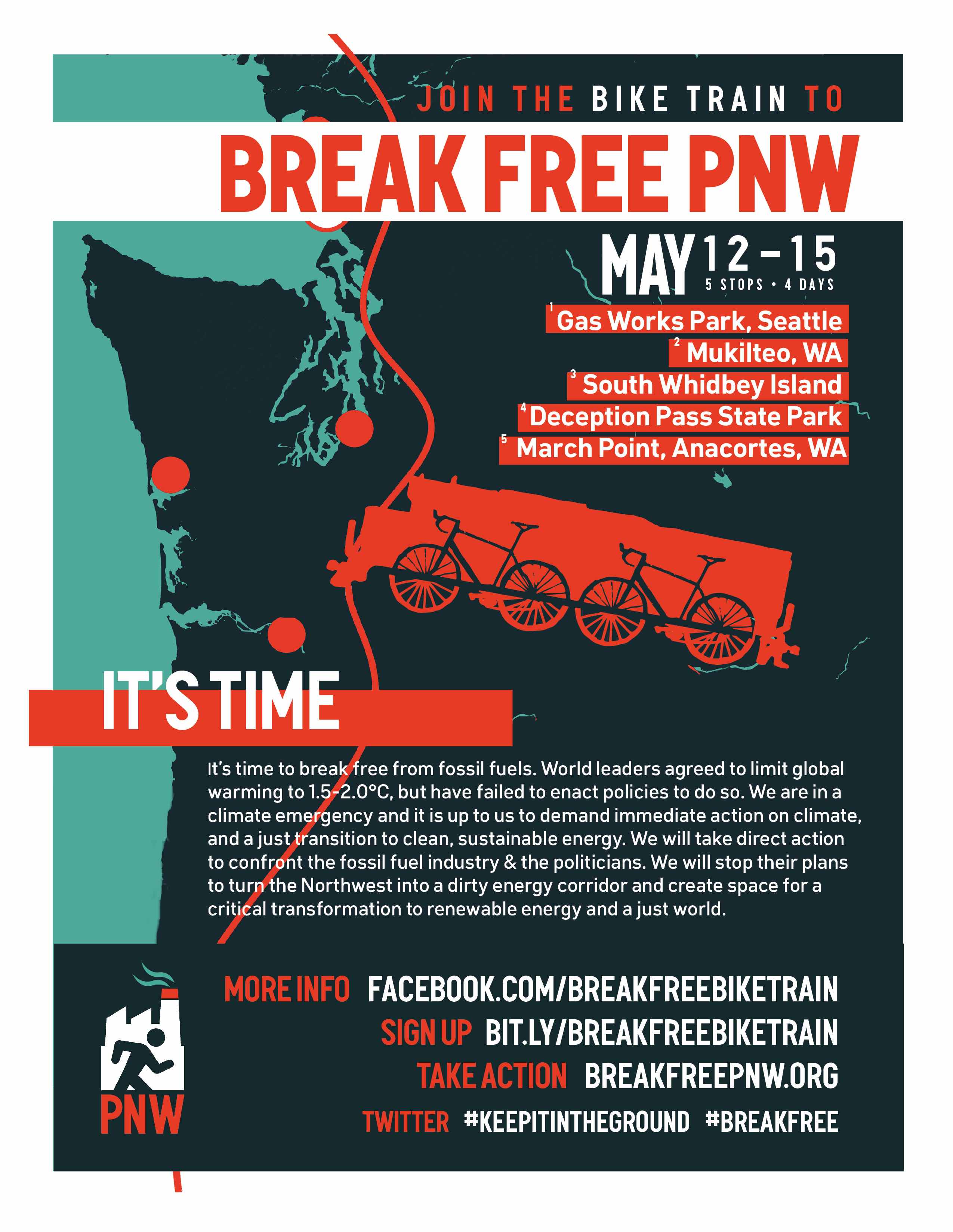 Join us for the Break Free Bike Train to Anacortes, WA!