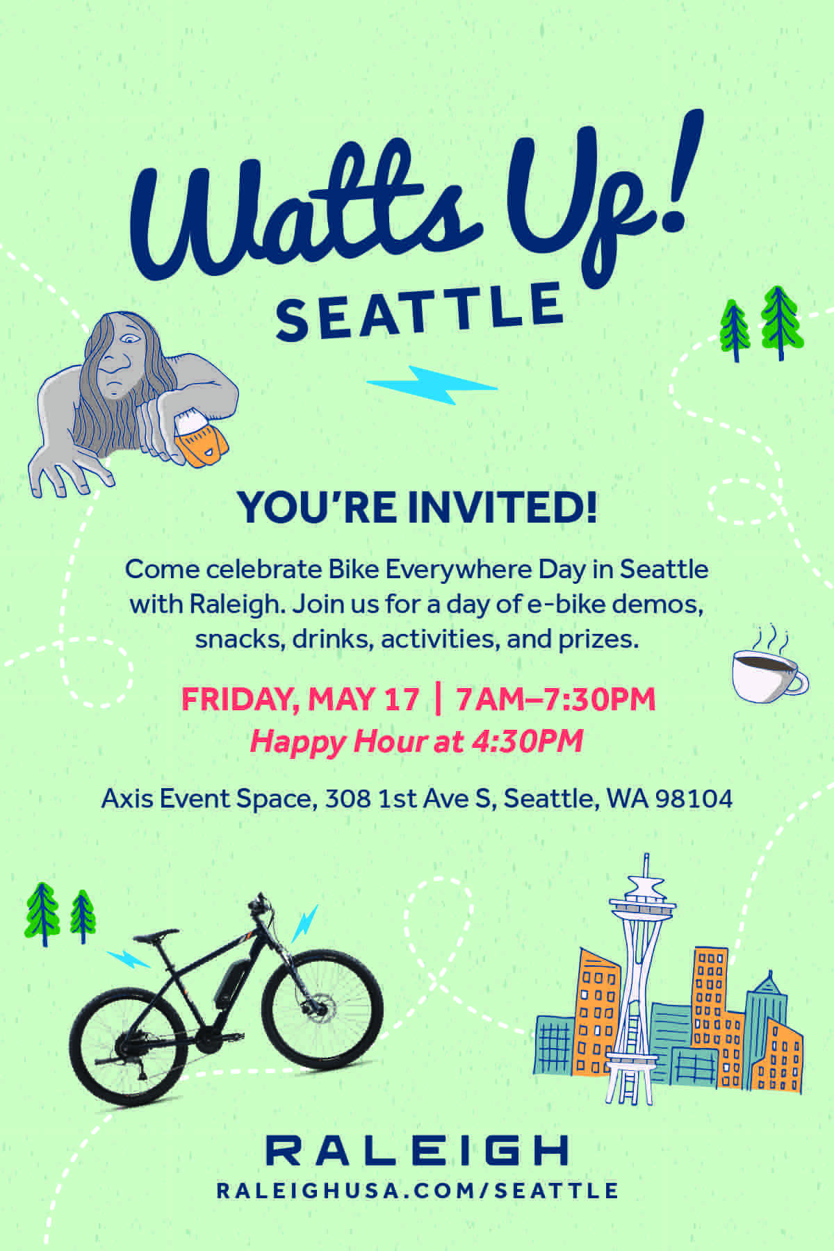 Raleigh Seattle Pop-Up Cafe and E-Bike Demo Raleigh Seattle Pop-Up Cafe and E-Bike Demo