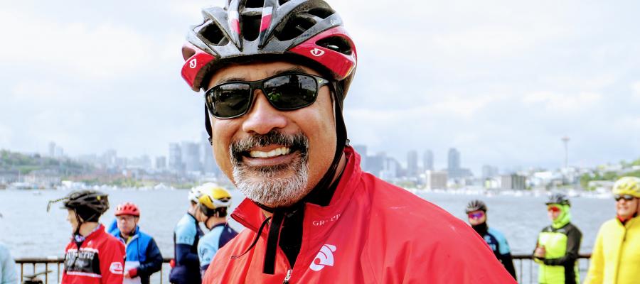 Gabe Castillo and Seattle skyline