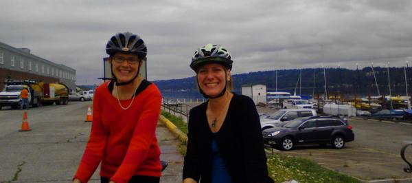 Elizabeth Kiker, ED of Cascade with Barb Chamberlain, ED of Washington Bikes