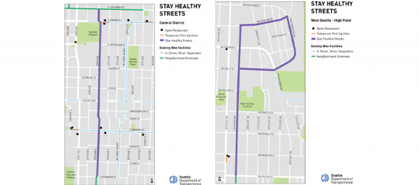 The map of open streets in Seattle as of April 17, 2020.