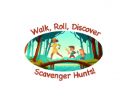 Icon of three people on a bridge for the Walk, Roll, Discover Scavenger Hunt